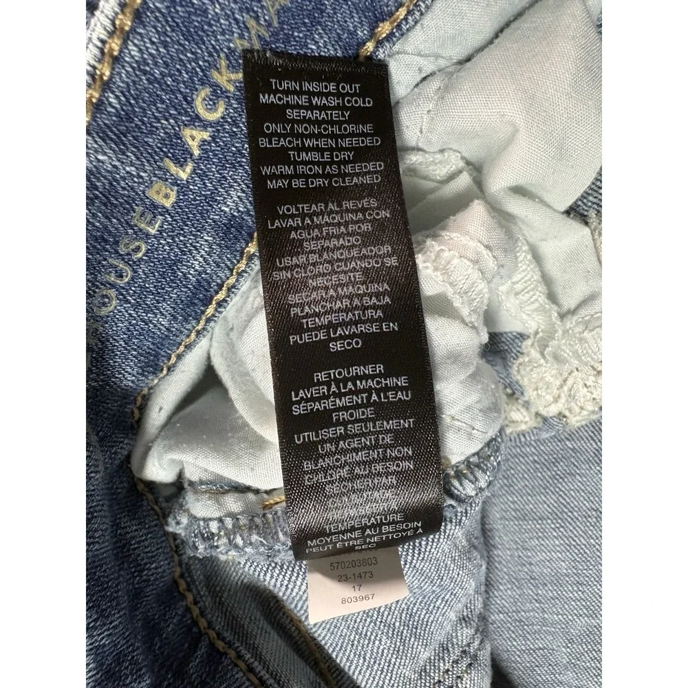 White House Black Market Girlfriend Jean Women 10 Floral Embroidery Mid Rise